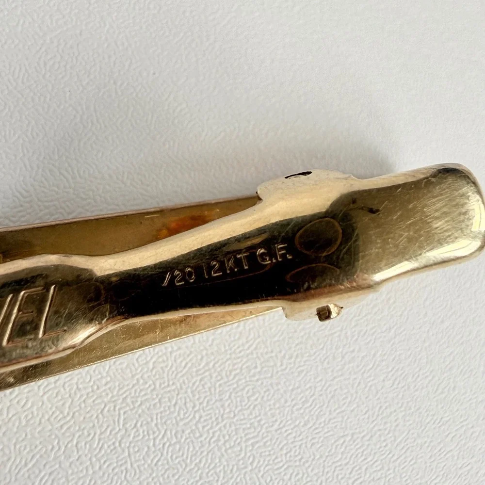 Vintage Marvel 1/20 12K Gold‎ Filled Etched Scroll Mens Tie Clip Bar